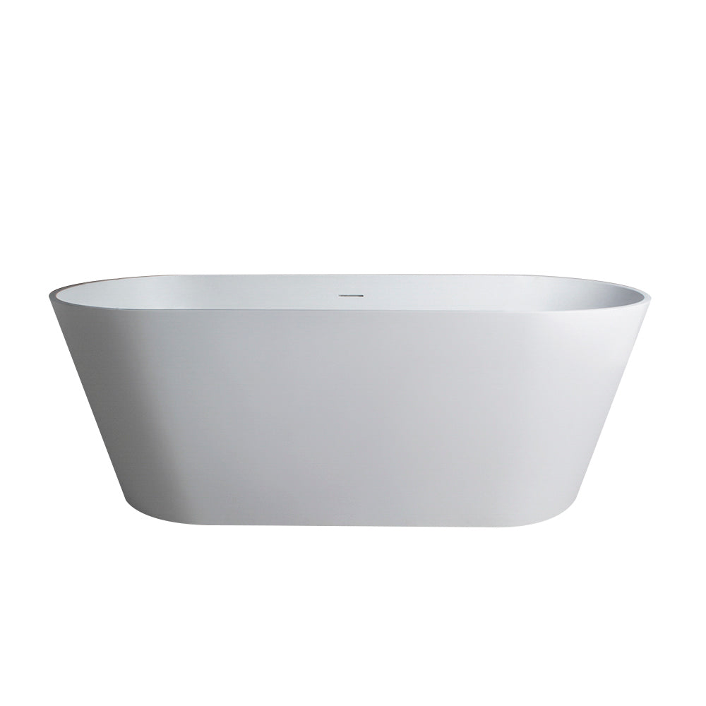 67 Inch Freestanding Solid Surface Soaking Bathtub with Freestanding Design - Matte White or Black