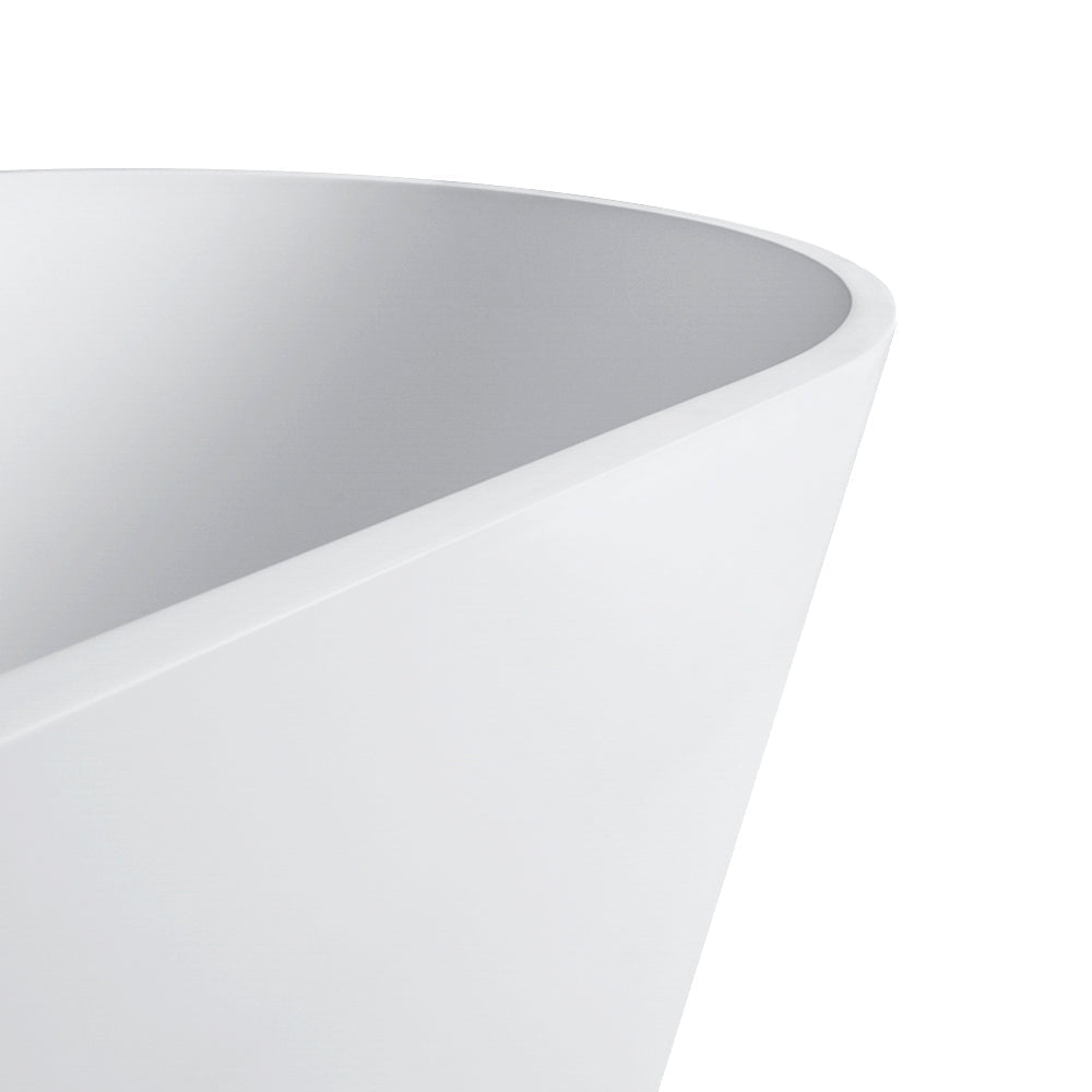 67 Inch Freestanding Solid Surface Soaking Bathtub with Freestanding Design - Matte White or Black