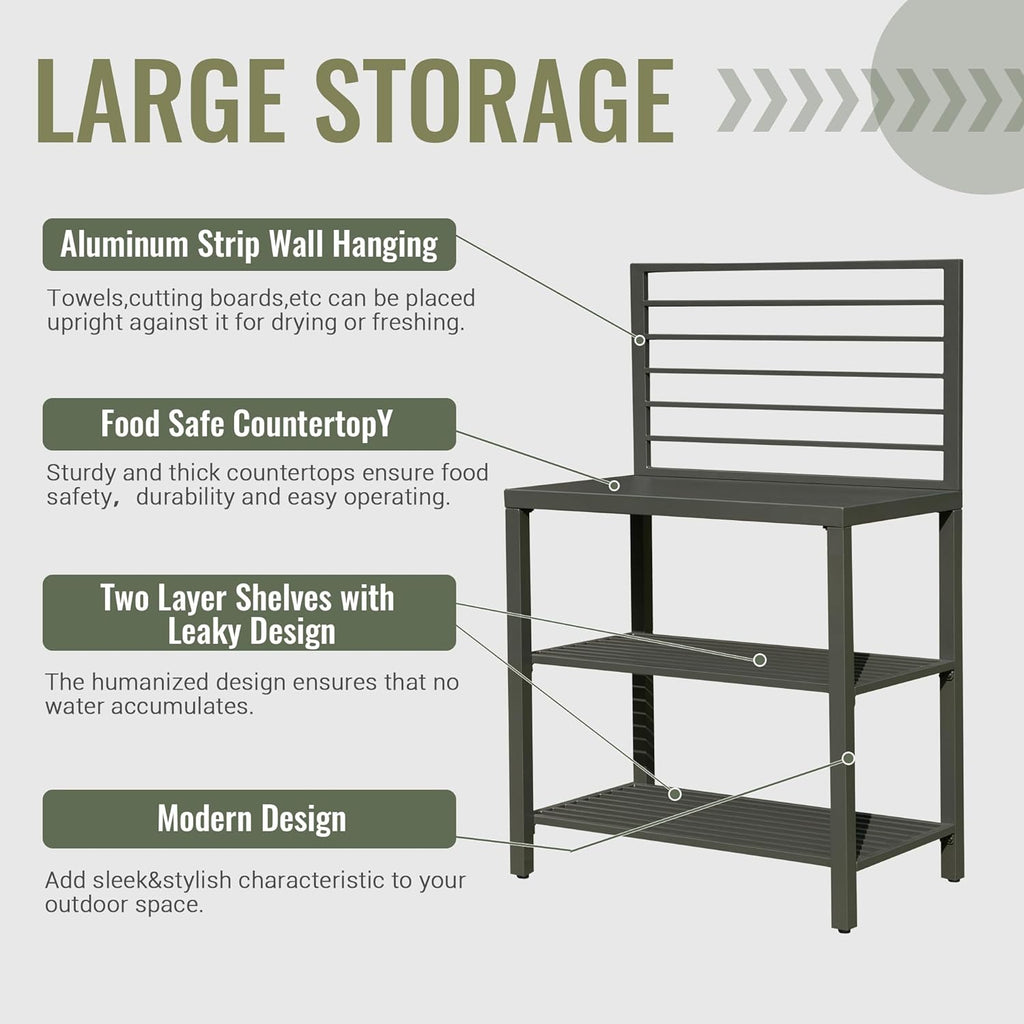 Outdoor Kitchen Island with Storage and Protective Cover - Aluminum