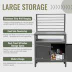 Outdoor Kitchen Island with Aluminum Storage and Protective Cover - Silver