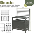 Outdoor Kitchen Island with Aluminum Storage and Protective Cover - Silver
