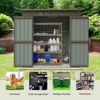 Outdoor Storage Shed 6x4 FT with Lockable Double Doors - Metal