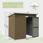 Outdoor Storage Shed 6x4 FT with Lockable Double Doors - Metal