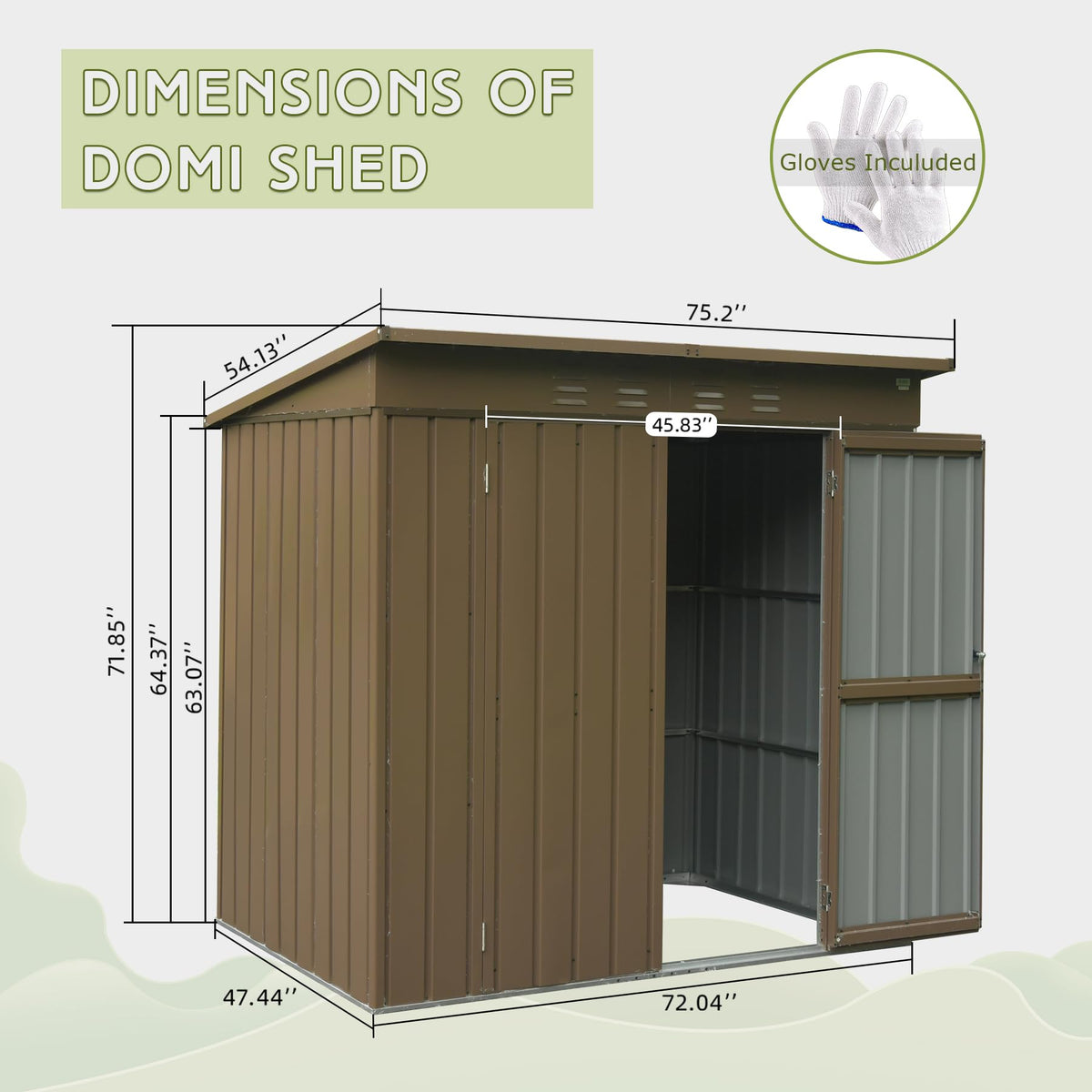 Outdoor Storage Shed 6x4 FT with Lockable Double Doors - Metal