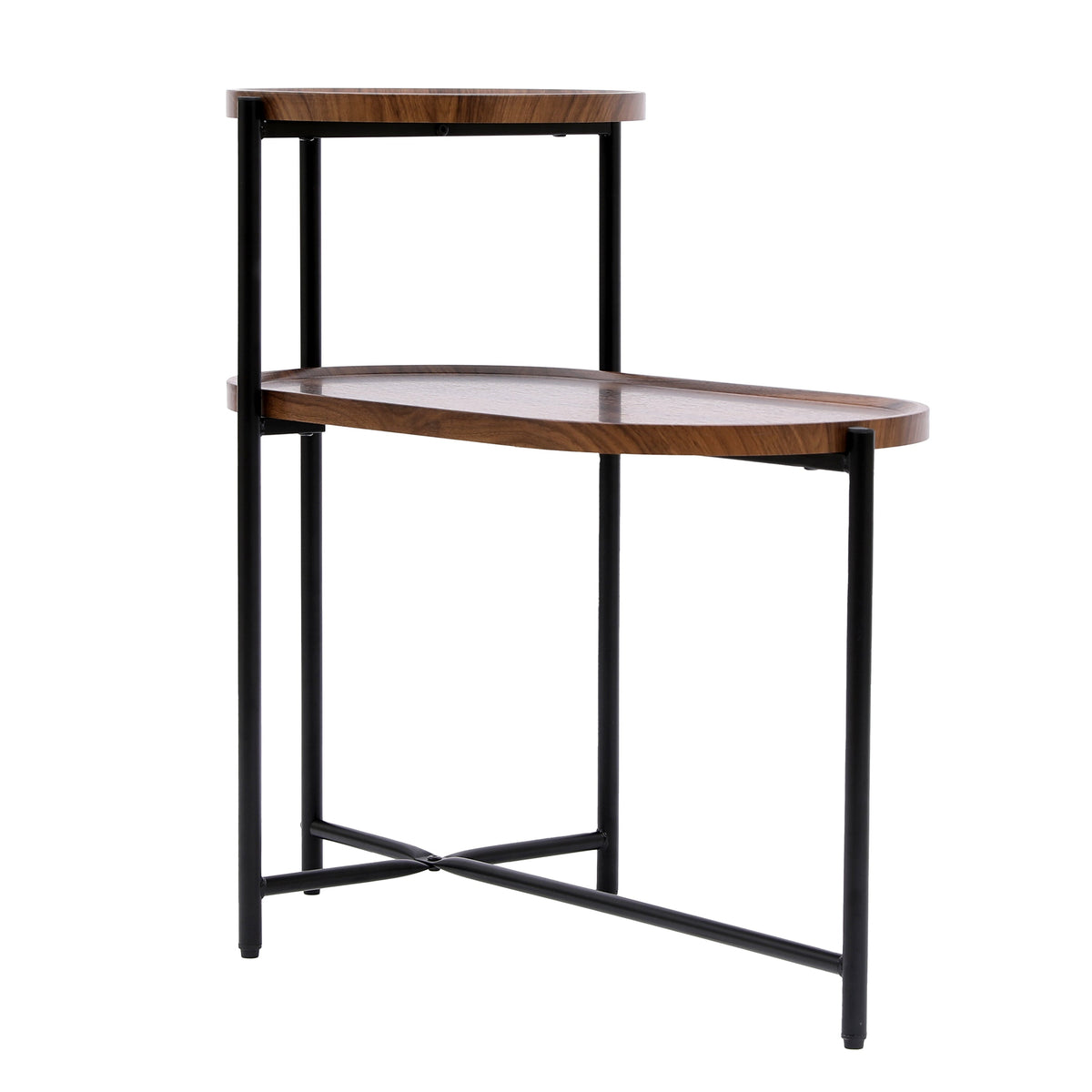 Small Coffee Table with Wood Storage Shelf - Walnut Brown