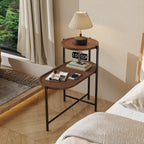 Small Coffee Table with Wood Storage Shelf - Walnut Brown
