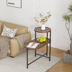 Small Coffee Table with Wood Storage Shelf - Walnut Brown
