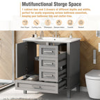 30" Bathroom Vanity with Sink Combo Set with Solid Wood Frame - Grey