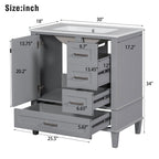 30" Bathroom Vanity with Sink Combo Set with Solid Wood Frame - Grey
