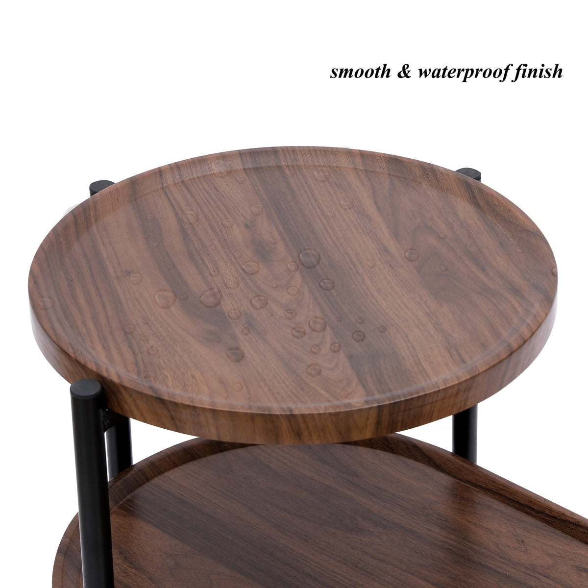 Small Coffee Table with Wood Storage Shelf - Walnut Brown