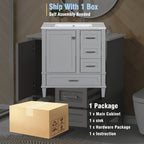 30" Bathroom Vanity with Sink Combo Set with Solid Wood Frame - Grey