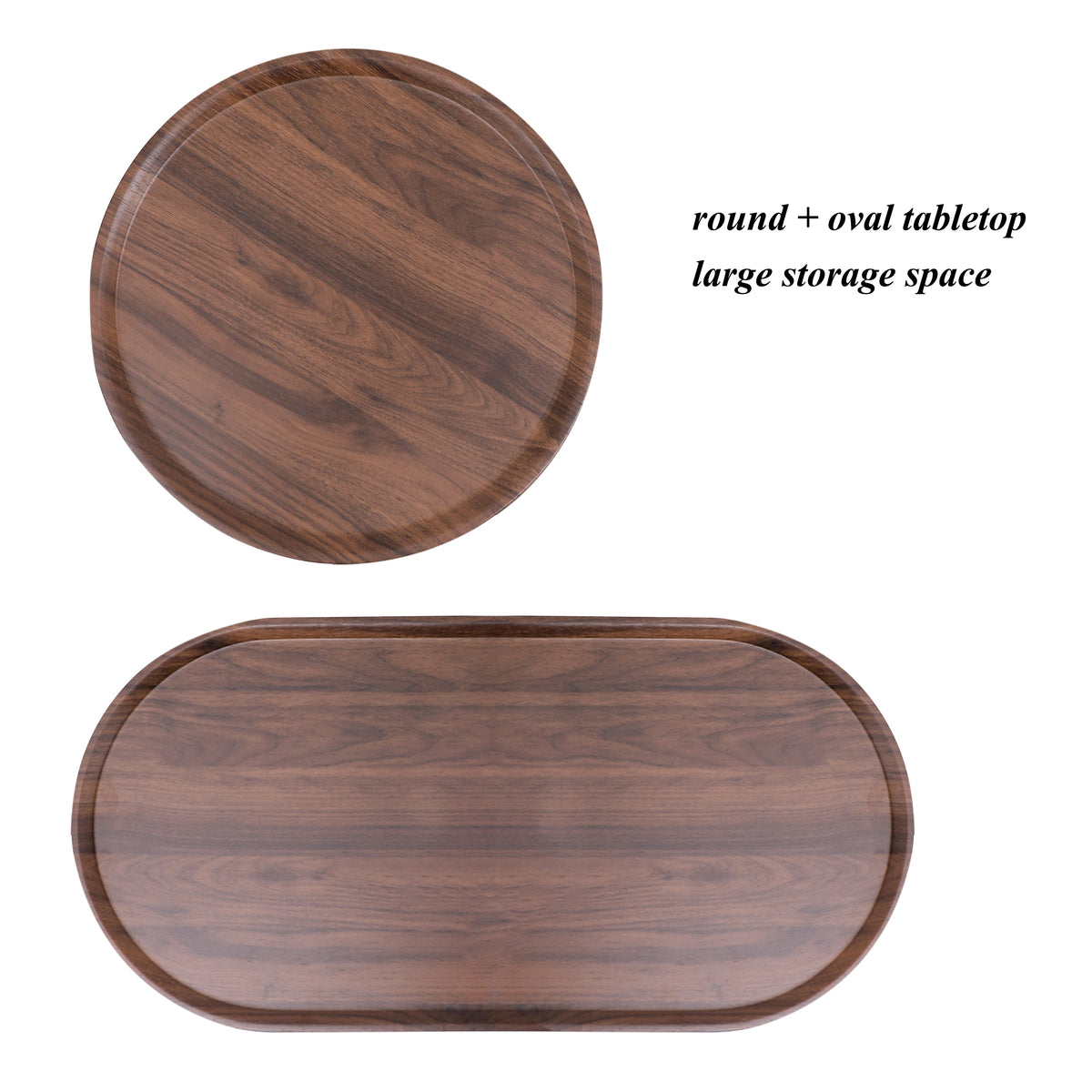 Small Coffee Table with Wood Storage Shelf - Walnut Brown