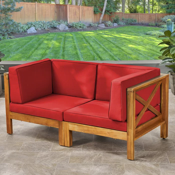 Brava X-Back Loveseat with Water-Resistant Cushions - Red or White