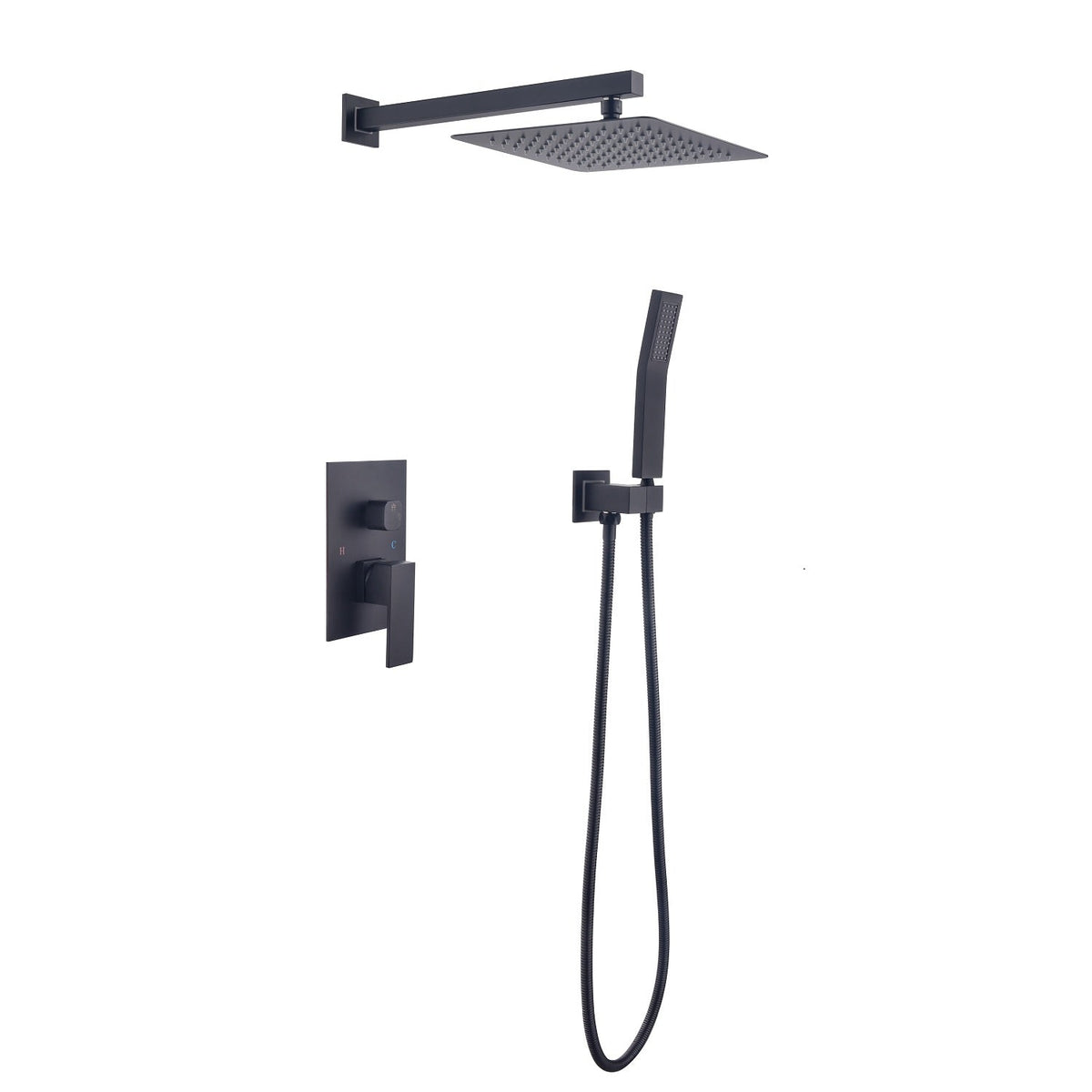 10 Inch Freestanding Tub Faucet with Luxury Rain Shower Head - Brass