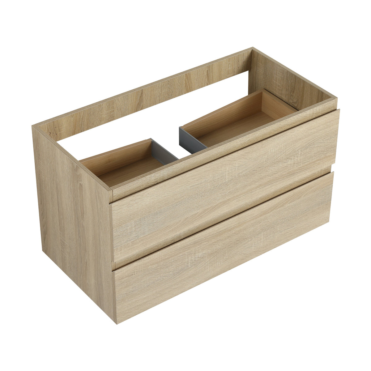 36" Wall-Mounted Bathroom Vanity Cabinet with Soft-Close Drawers - Natural Wood Grain