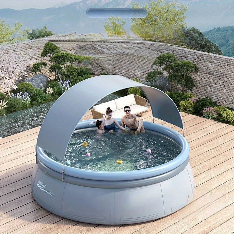 118" Inflatable Outdoor Swimming Pool with Reinforced PVC - Aqua Grey