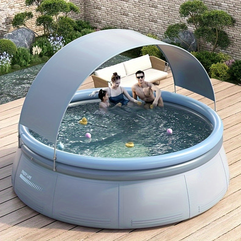 118" Inflatable Outdoor Swimming Pool with Reinforced PVC - Aqua Grey