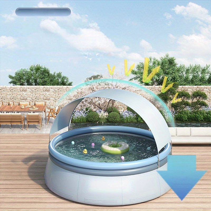 118" Inflatable Outdoor Swimming Pool with Reinforced PVC - Aqua Grey