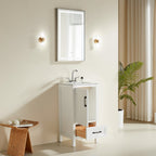 Fully Assembled 18'' Bathroom Vanity with Custom Handles - Solid Wood