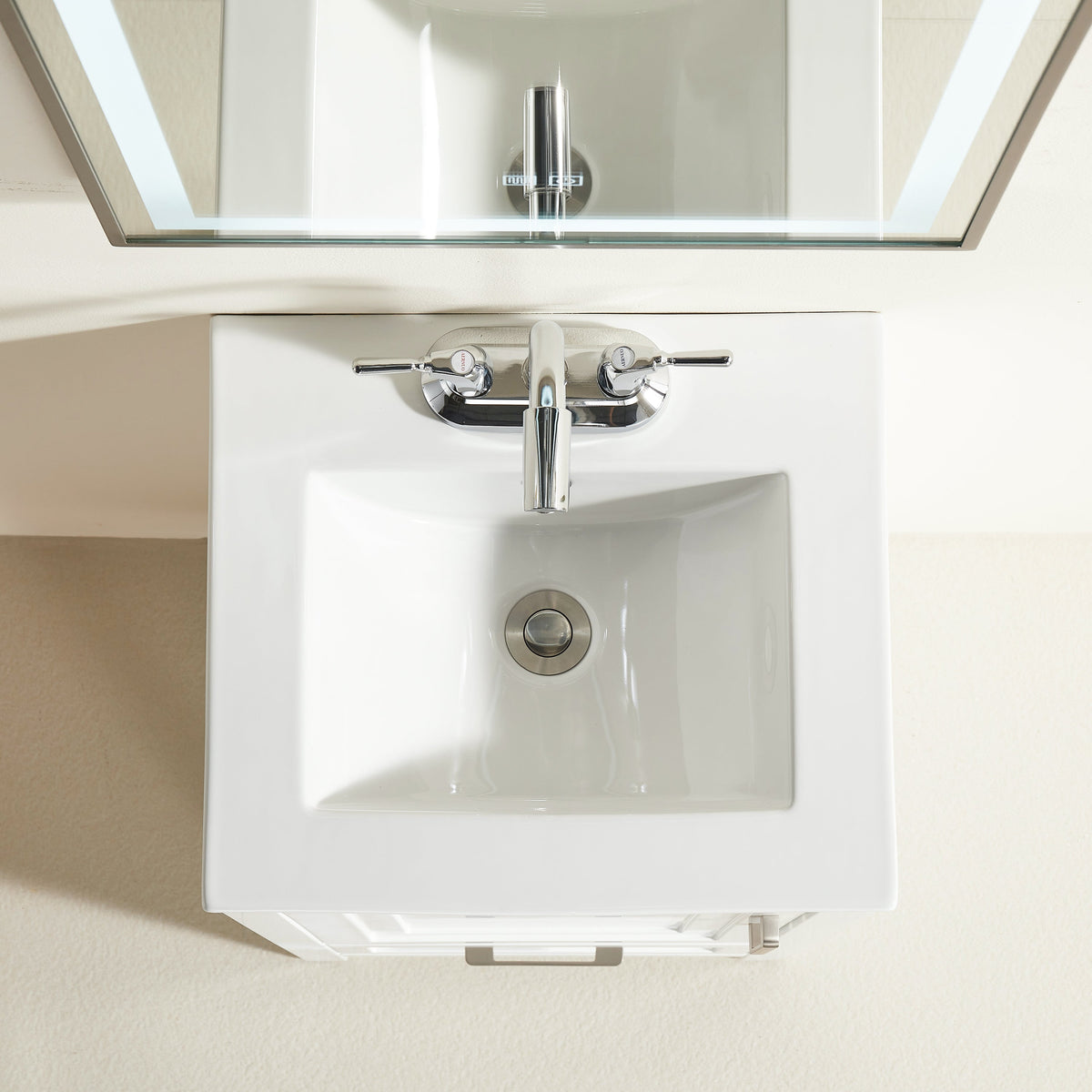 Fully Assembled 18'' Bathroom Vanity with Custom Handles - Solid Wood