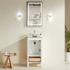 Fully Assembled 18'' Bathroom Vanity with Custom Handles - Solid Wood