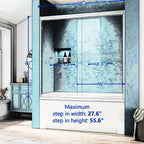 Double Sliding Tub Shower Door with Aluminium Alloy Frame - 56-60"W x 60"H