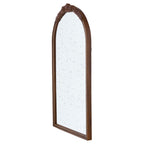 Hand Carved Rose Antique Arched Mirror Frame with Intricate Carvings - Black or Light Brown