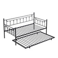 Twin Daybed with Trundle - Space-Saving Metal Frame - Black