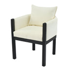 Linen Upholstered Armchair with Black Rubber Wood Legs - White