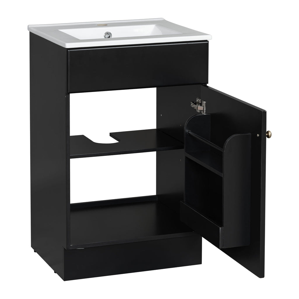 Bathroom Vanity with Sink and Adjustable Shelf - Multiple Colors