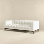 Mid Century Modern Sofa with Pet-Friendly Upholstery - White, Green, Orange
