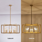 Modern Golden Geometric 8-Light Chandelier with Adjustable Suspension - Gold