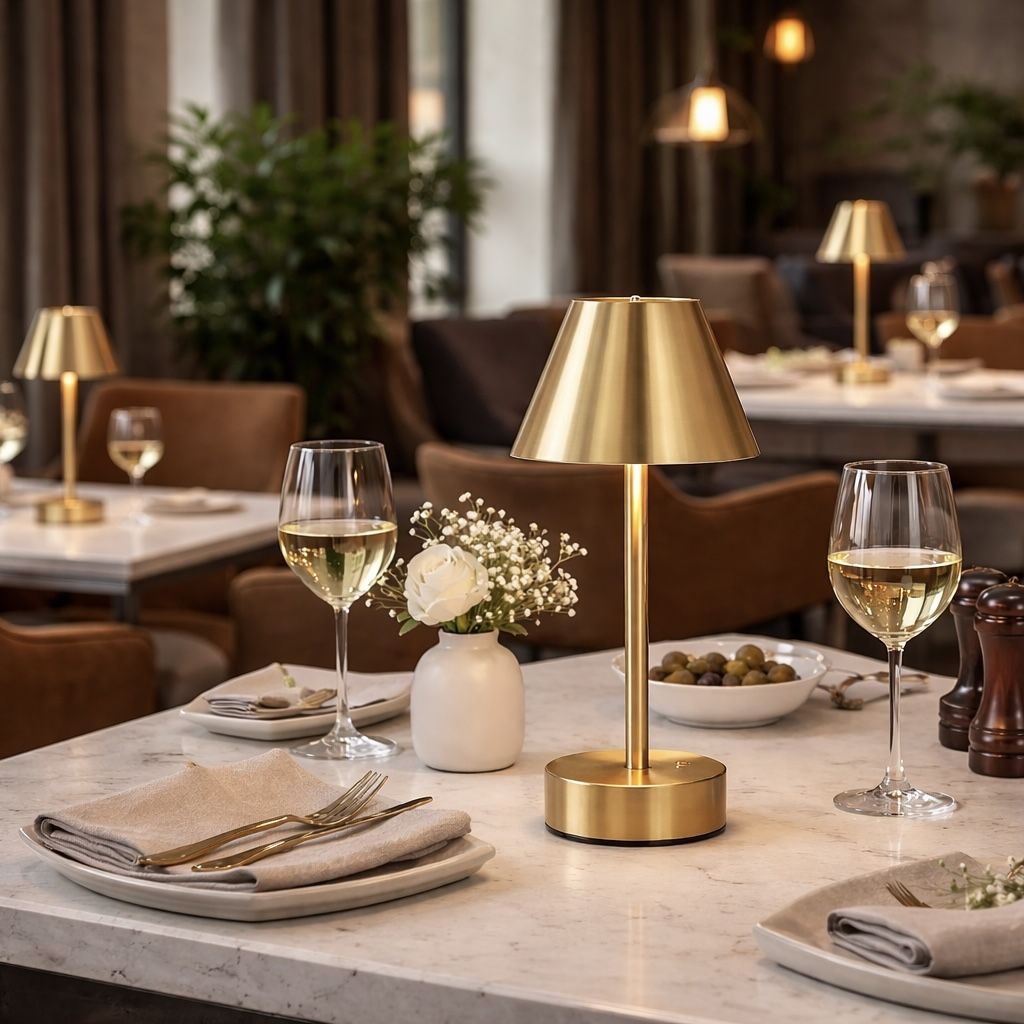 Rechargeable LED Table Lamp with Touch Switch - Gold or Pearl Silver