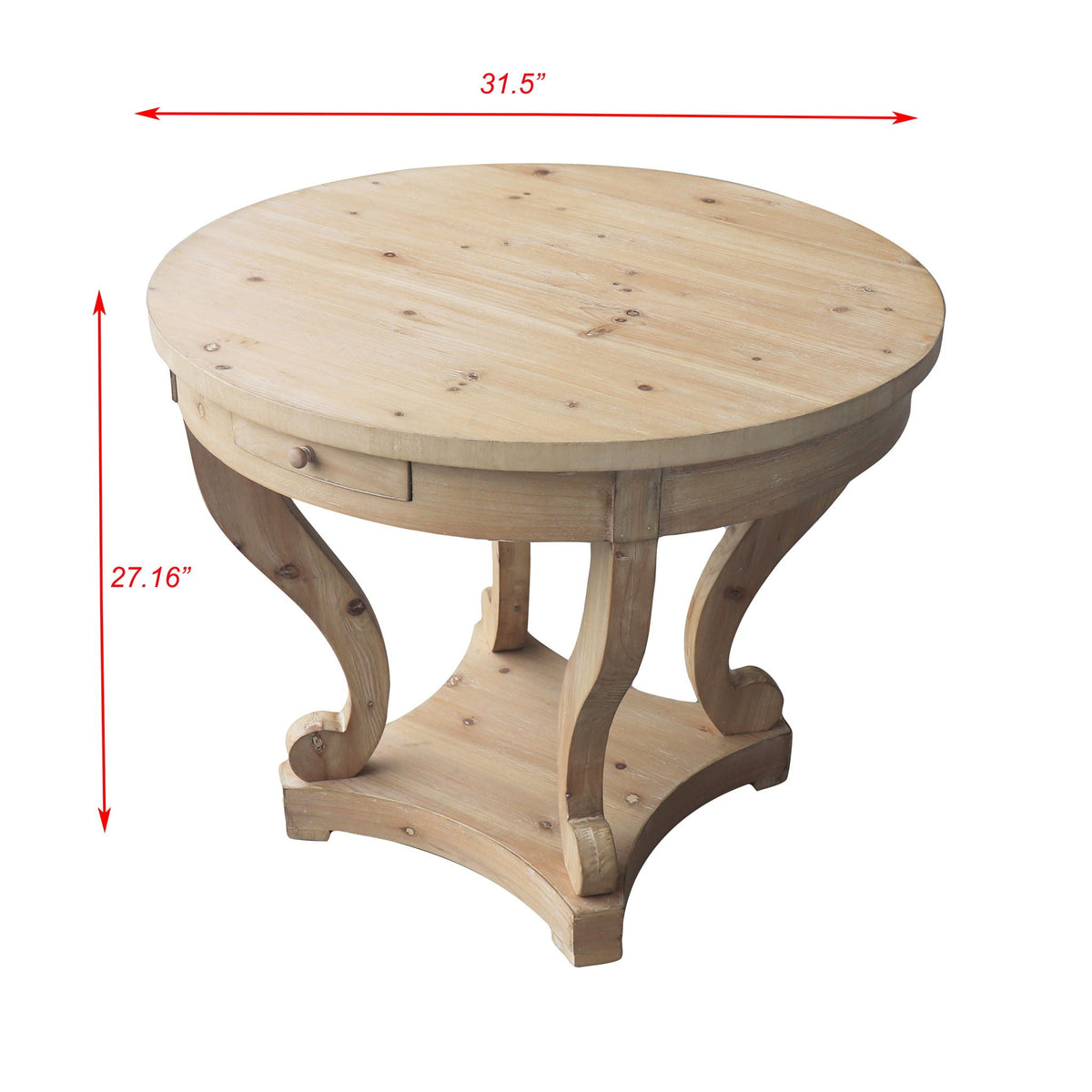 Natural Wood Grain Distressed Side Table with Curved Legs