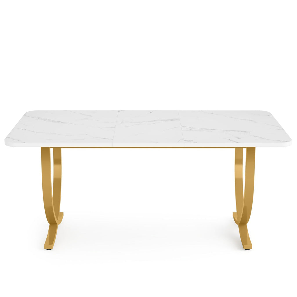 Executive Office Computer Desk with E0 Board - White / Gold