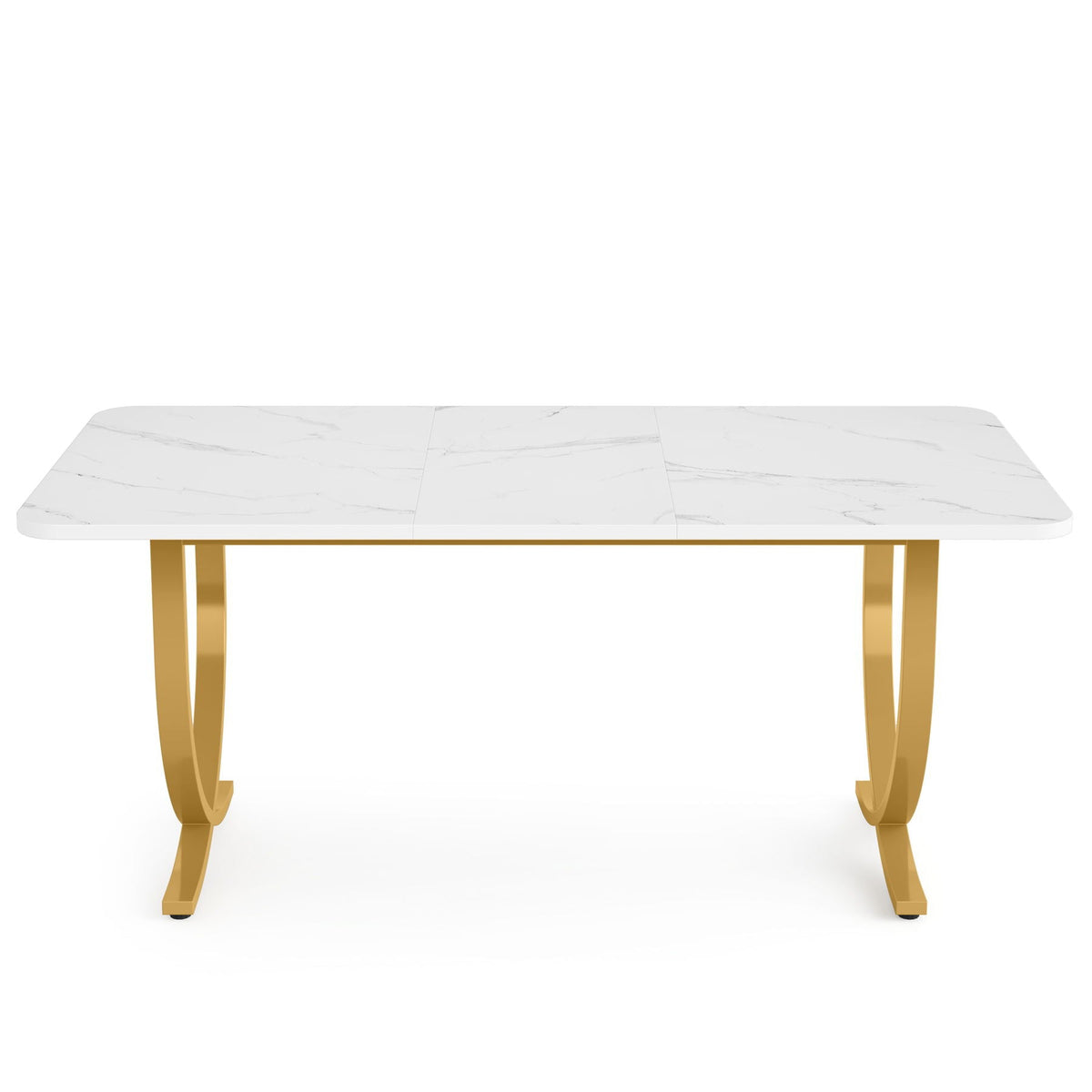 Executive Office Computer Desk with E0 Board - White / Gold