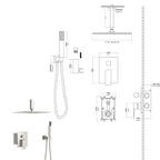 Dual Shower Head 16" Ceiling Mount Shower System with Pressure-Balanced Valve - Gray