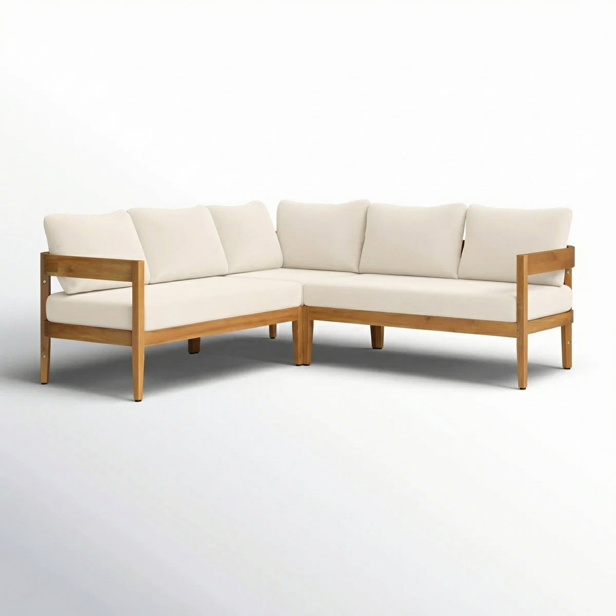 Brooklyn 3-Pieces Patio Conversation Set with Acacia Wood - Teak & Beige