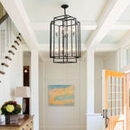 Modern 8-Light Geometric Pendant Chandelier with Adjustable Height - Chrome