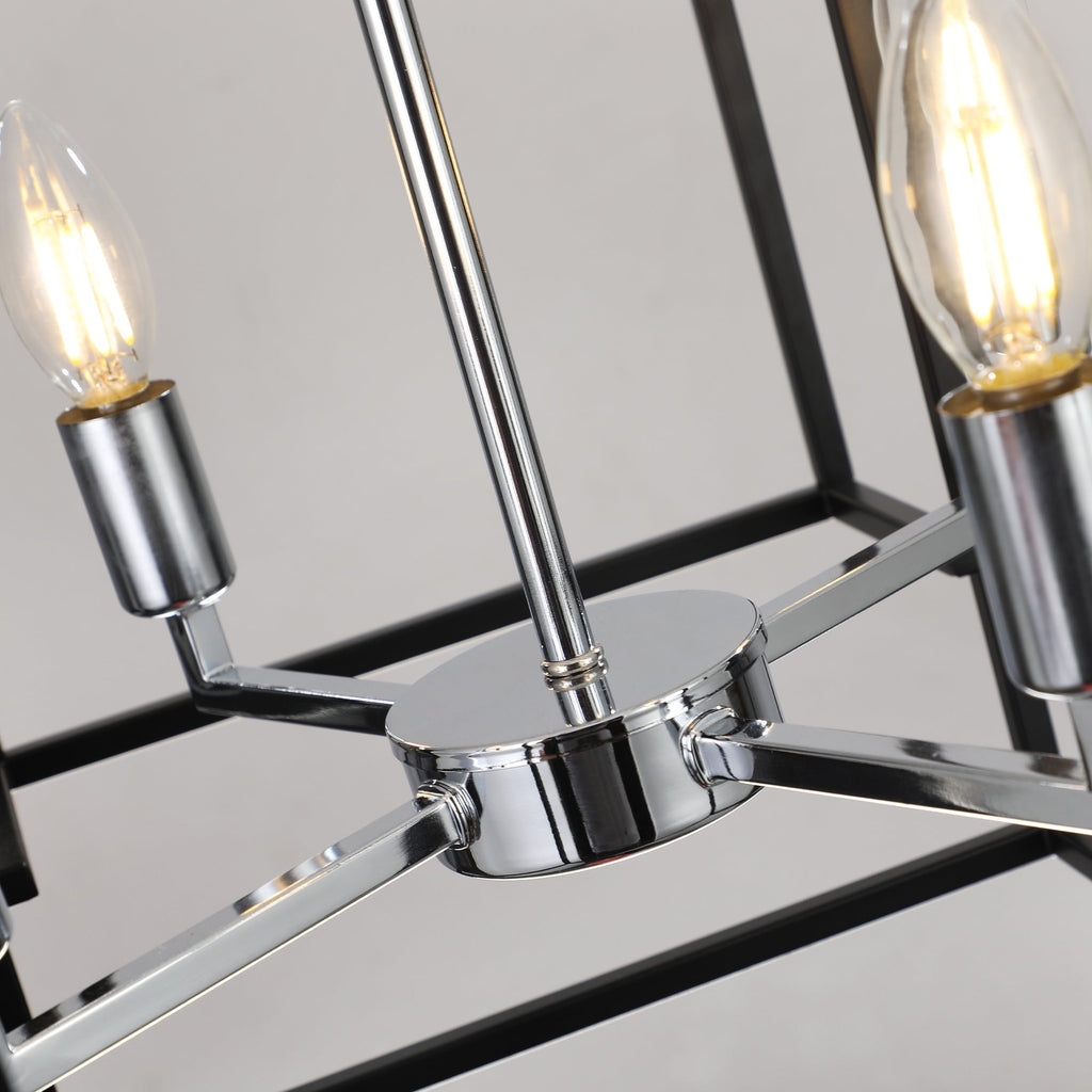 Modern 8-Light Geometric Pendant Chandelier with Adjustable Height - Chrome