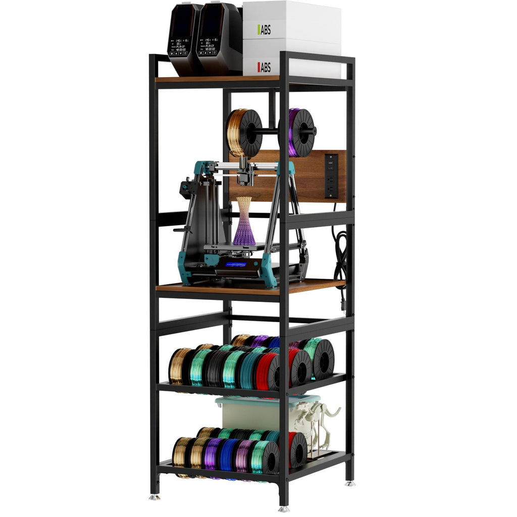 3D Printer Stand with Filament Storage and Power Panel - Black