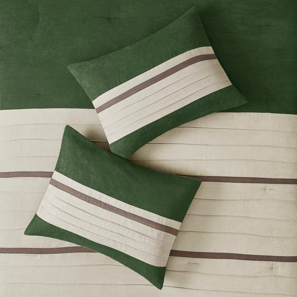 Faux Suede Comforter Set with Hypoallergenic Filling - Green