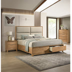 Natural Wood 5 Drawer Tall Accent Chest with Ample Storage - Light Brown