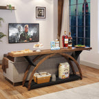 Console Table with 2-Tier Storage and Half Moon Frame - Brown / Black