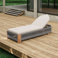Outdoor Chaise Lounge Chair with Adjustable Backrest and Cushion - Beige