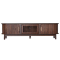 TV Stand Entertainment Center with Storage and Sliding Doors - Dark Brown