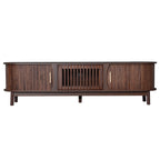 TV Stand Entertainment Center with Storage and Sliding Doors - Dark Brown
