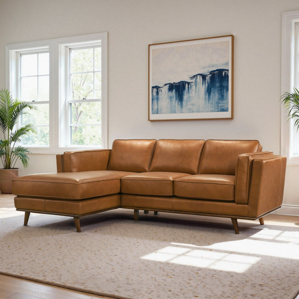 Light Brown Sectional Sofa with Removable Cushions - Left or Right Arm Facing