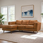 Light Brown Sectional Sofa with Removable Cushions - Left or Right Arm Facing