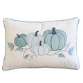Pastel Harvest Lumbar Pillow with Embroidered Fall Accents – Misty Blue